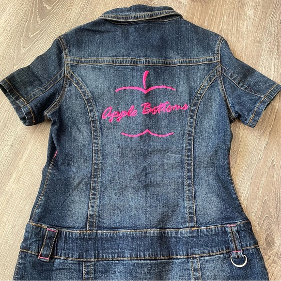 Vintage Apple Bottoms Sam’s Girl Large Denim Logo Womens Mini Dress - Picture 1 of 10